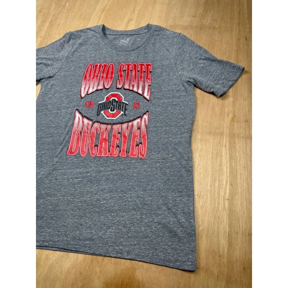 Mens Ohio State Buckeyes Graphic Gray Short Sleeve NCAA Football TShirt Size S